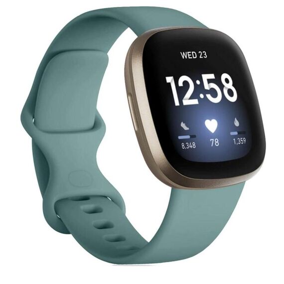 Cinturino in silicone per Fitbit Versa 4 / Versa 3 / Sense2 / Sense xDfind, taglia: L (verde aghi di pino)