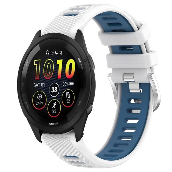 Cinturino in silicone con fibbia in acciaio bicolore per Garmin xDfind Sports da 20 mm (bianco+blu)
