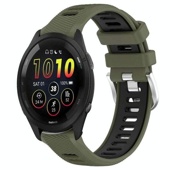 Cinturino in silicone con fibbia in acciaio bicolore per Garmin xDfind Sports da 20 mm (verde militare + nero)
