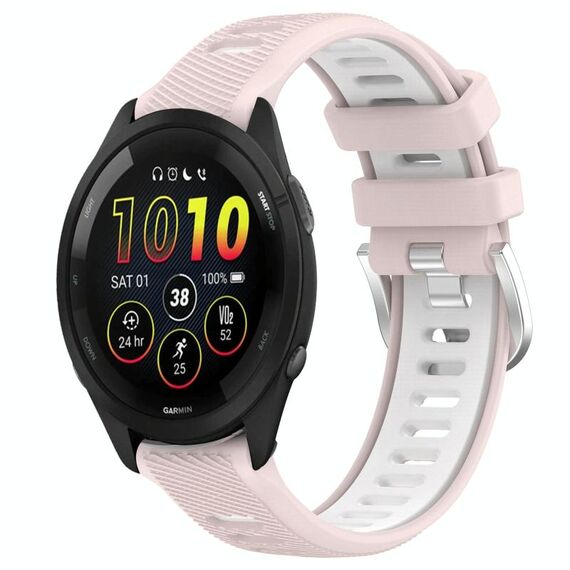 Cinturino in silicone con fibbia in acciaio bicolore per Garmin xDfind Sports da 20 mm (rosa + bianco)