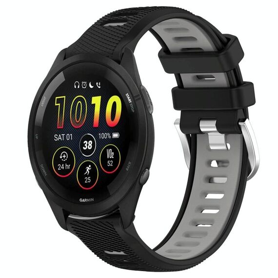 Cinturino in silicone con fibbia in acciaio bicolore per Garmin xDfind Sports da 20 mm (nero + grigio)