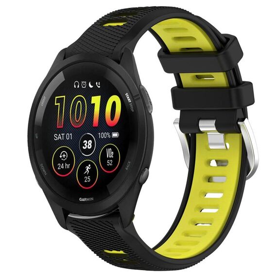 Cinturino in silicone con fibbia in acciaio bicolore per Garmin xDfind Sports da 20 mm (nero + verde lime)