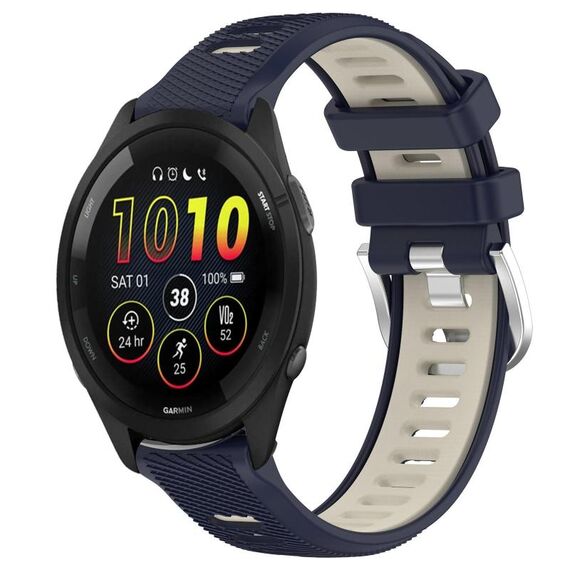 Cinturino in silicone con fibbia in acciaio bicolore per Garmin xDfind Sports da 20 mm (blu notte + luce stellare)