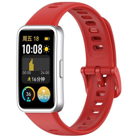 Cinturino per orologio in silicone lucido xDfind con bottone a pressione per Huawei Band 10/9/8 (rosso)
