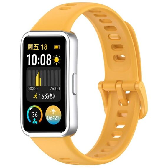 Cinturino per orologio in silicone lucido xDfind con bottone a pressione per Huawei Band 10/9/8 (giallo)