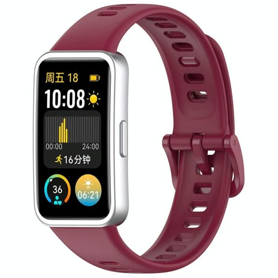 Cinturino per orologio in silicone lucido xDfind con bottone a pressione per Huawei Band 10/9/8 (rosso vino)