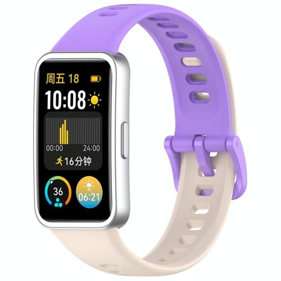 Cinturino per orologio in silicone lucido xDfind con bottoni a pressione per Huawei Band 10/9/8 (viola chiaro)