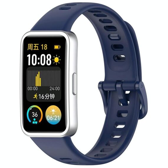 Cinturino per orologio in silicone lucido xDfind con bottone a pressione per Huawei Band 10/9/8 (blu scuro)