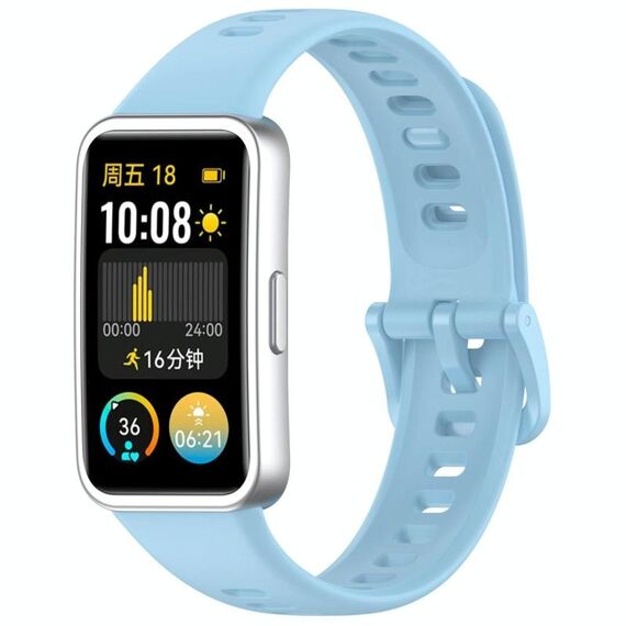 Cinturino per orologio in silicone lucido xDfind con bottone a pressione per Huawei Band 10/9/8 (azzurro chiaro)