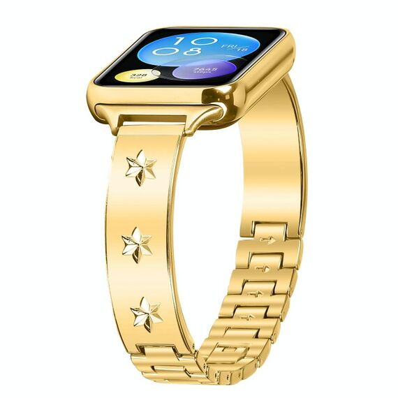 Per Xiaomi Mi Band 8 Pro / Redmi Watch 4, cinturino in metallo con fiocco di neve e petali (oro)