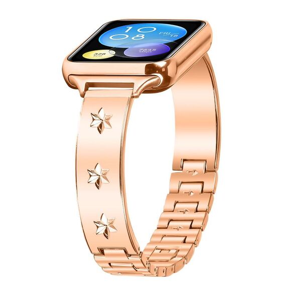 Per Xiaomi Mi Band 8 Pro / Redmi Watch 4, cinturino in metallo con motivo a fiocchi di neve (oro rosa)