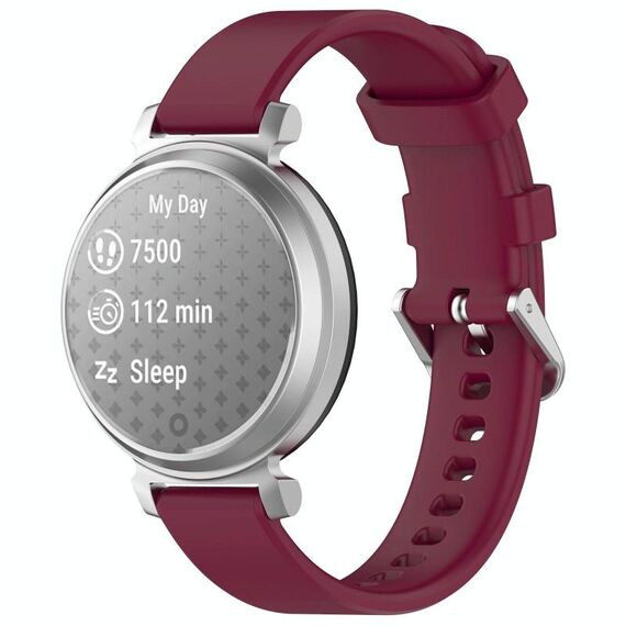 Cinturino da polso in silicone con fibbia argentata a sgancio rapido per Garmin Lily 2 xDfind (rosso vino)