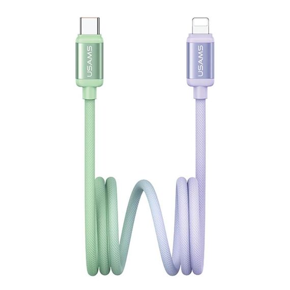 Cavo dati di ricarica rapida USAMS SJ757 da 30 W, tipo C a 8 pin, in lega di alluminio bicolore, lunghezza: 1,2 m (verde-viola)