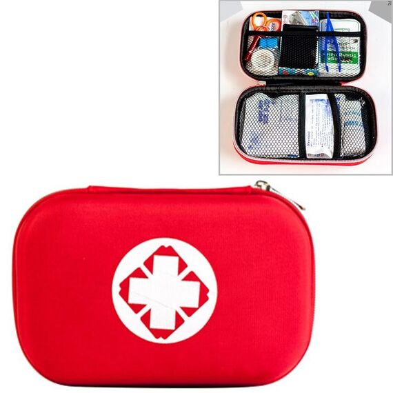 25 in 1 EVA Portable Car Home Outdoor Emergency Supplies Kit Survival Rescue Box (rosso)
