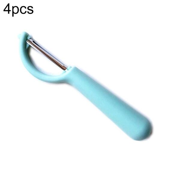 4 pezzi in acciaio inox manico rotondo pelapatate raschietto per canna da zucchero (blu)