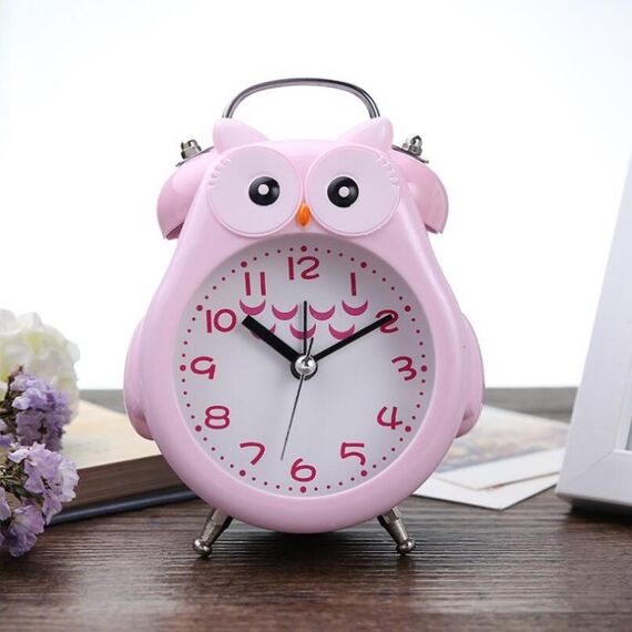 2 PCS Bambini Creativo Cartoon Gufo Super Ring Metal Bell Student Sveglia (rosa)