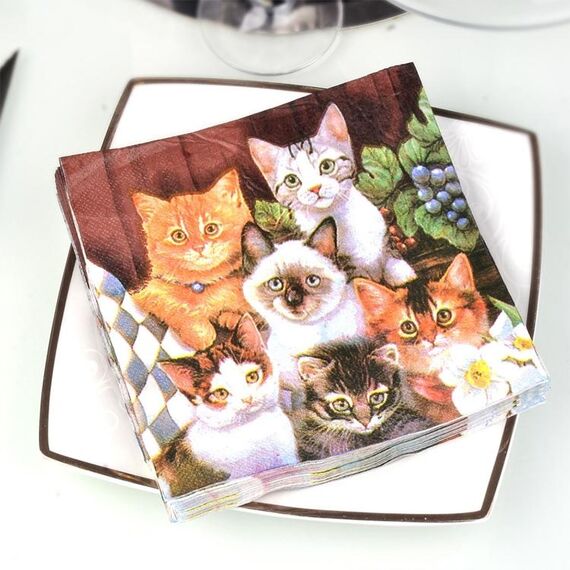Tovagliolo per il viso con decorazione per feste con gatti con stampa colorata