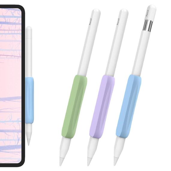 Per Apple Pencil USB-C / 2 AhaStyle PT113-3 3 pezzi Impugnatura in silicone per penna (viola + azzurro + verde)