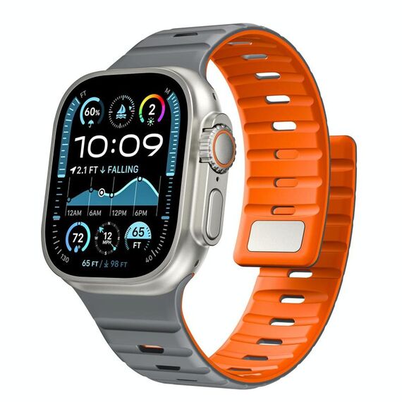 Cinturino magnetico in silicone Norman per Apple Watch 42 mm / 41 mm / 40 mm / 38 mm (grigio arancione)