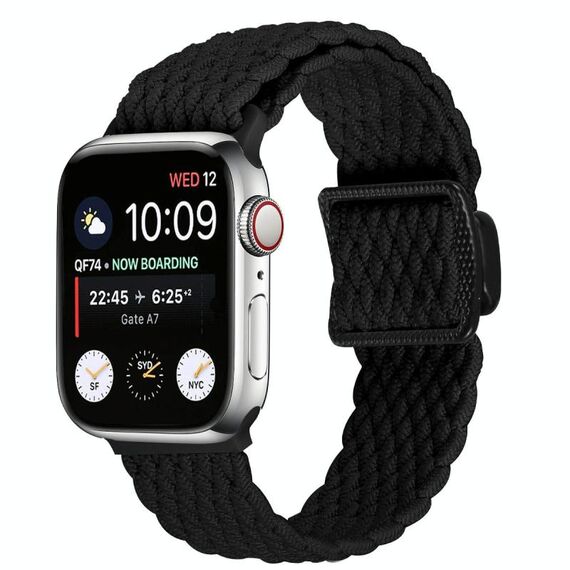 Cinturino elastico intrecciato con fibbia magnetica per Apple Watch da 46 mm / 49 mm / 45 mm / 44 mm (nero)