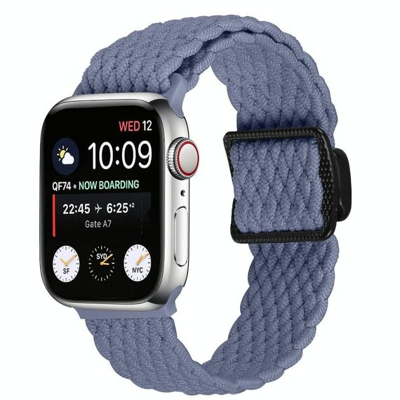 Cinturino elastico intrecciato con fibbia magnetica per Apple Watch da 46 mm / 49 mm / 45 mm / 44 mm (grigio blu)