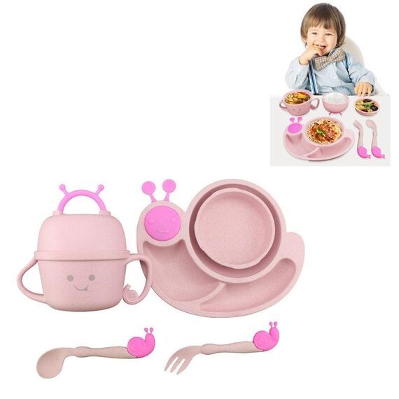 Creativo anti-scottatura stoviglie per bambini Scomparto per lumache per bambini Ciotola per tazza (rosa)
