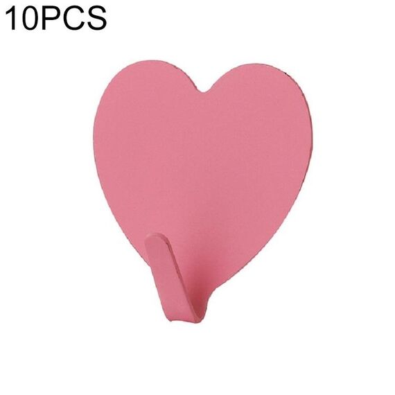 10 PCS Love Heart Hook Gancio per decorazione della stanza a forma di cuore in acciaio inossidabile (rosa)