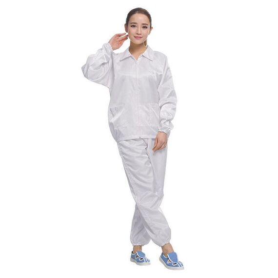 Risvolto spaccato antistatico Abbigliamento senza polvere Abbigliamento protettivo per alimenti a strisce, taglia: XXXXL (bianco)