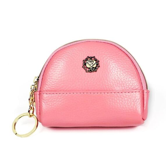 2027 Borsa a portafoglio con cerniera in pelle da donna doppia tasca piccola borsa a conchiglia (rosa)