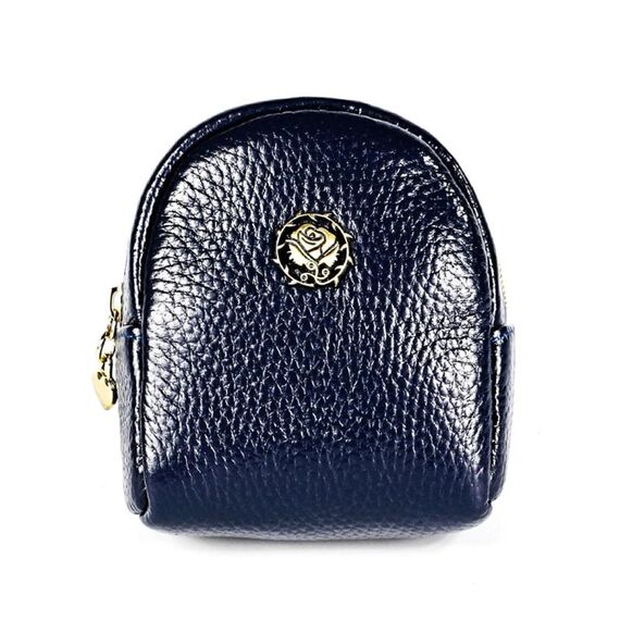2028 Borsetta portafogli in pelle con cerniera portatile piccola borsa per cosmetici da donna (blu scuro)