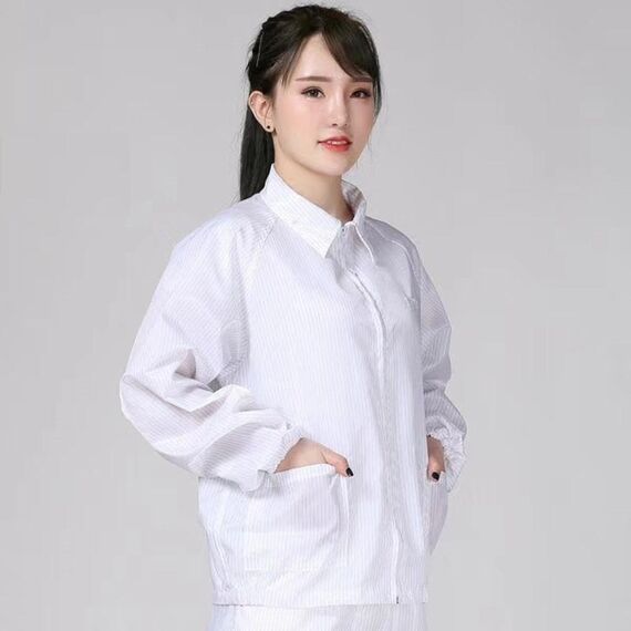 Tuta con risvolto giacca antipolvere corta antistatica, taglia: XXXXL (bianco)