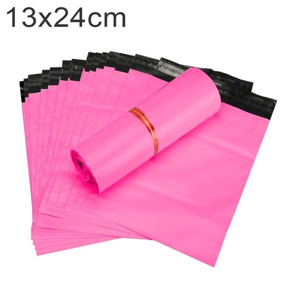 Sacchetto di plastica impermeabile con busta espressa spessa da 100 pezzi / rotolo, dimensioni: 13x24 cm (rosa)