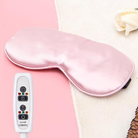 Maschera per gli occhi per dormire in moxa di seta riscaldante con ricarica USB (rosa)