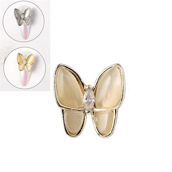 10 pezzi farfalla accessori per unghie artistiche dorate tridimensionali occhio di gatto farfalla zircone accessori per la decorazione delle unghie fai da te (oro 3 15x16 mm)