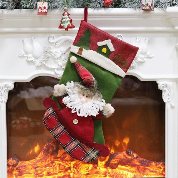 Calze natalizie Sacchetto regalo Decorazione ciondolo albero di Natale (Senior)
