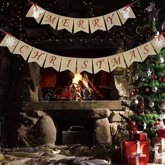 Set di decorazioni per la festa di Natale Bandiera della bandiera della lettera di Natale Bandiera a spirale della torta