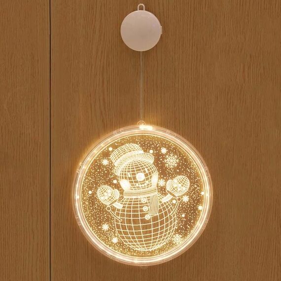 Lampada a sospensione 3D natalizia con luce natalizia, alimentazione: batteria (pupazzo di neve)