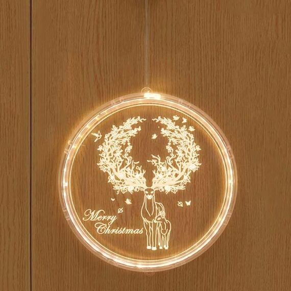 Lampada a sospensione 3D natalizia con luce natalizia, alimentazione: USB (alce)