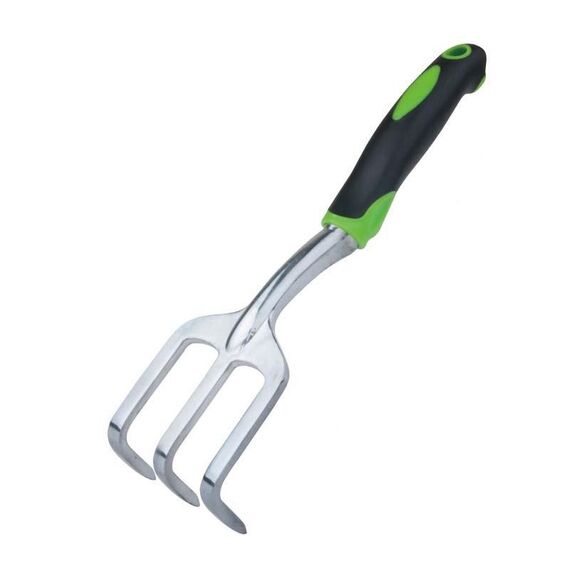 Attrezzo per l'orto da giardino in lega di alluminio con rastrello a tre denti
