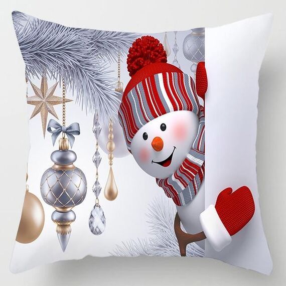 3 pezzi Natale pelle di pesca divano federa cartone animato soggiorno camera da letto federa senza cuscino (pupazzo di neve 3)