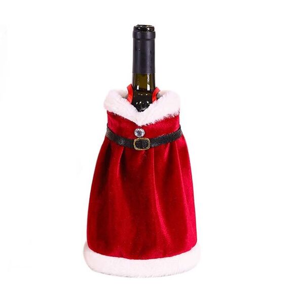 2 pezzi Copri bottiglia di vino rosso natalizio Decorazione bottiglia di vino Borsa per vino creativa (gonna)