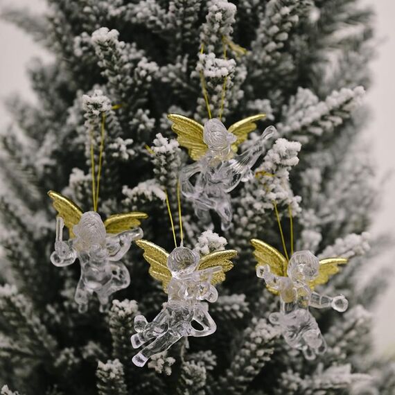 10 borse decorazioni natalizie ciondolo angelo trasparente ornamenti albero di natale