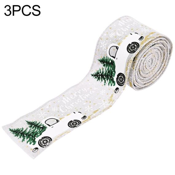 3 pezzi decorazioni natalizie nastro stampa auto nastro decorazione albero di natale barra colorata (grigio)