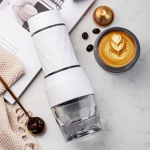 Mini tazza da caffè da esterno con macchina da caffè portatile a pressione manuale (bianca)