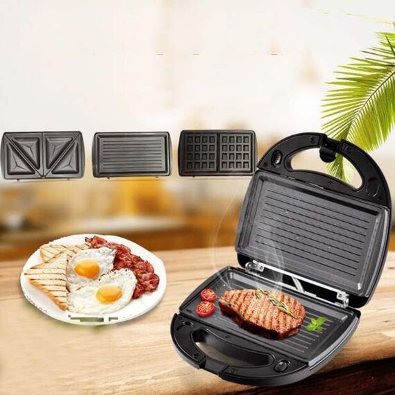 Macchina per panini 3 in 1 Macchina per waffle multifunzione Macchina per colazione per panini, spina europea
