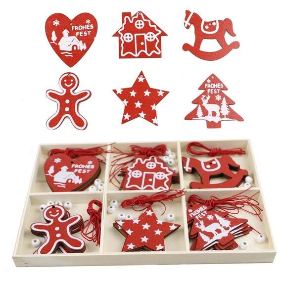 Set regalo creativo per decorazioni fai da te di Natale, ciondolo in trucioli di legno fatto a mano, stile: JM02033