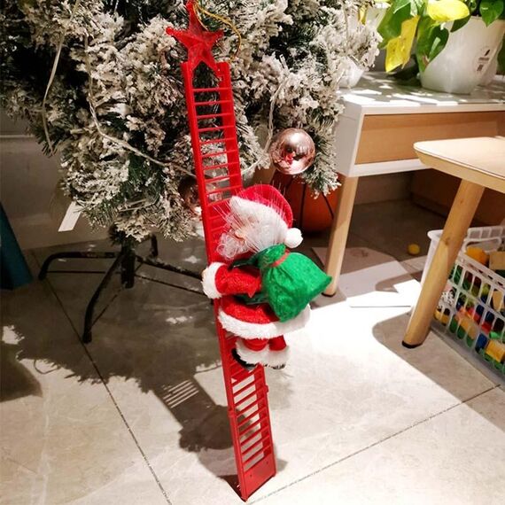 Decorazione elettrica del regalo dei bambini di Natale del giocattolo di Babbo Natale, specifica: scala rossa