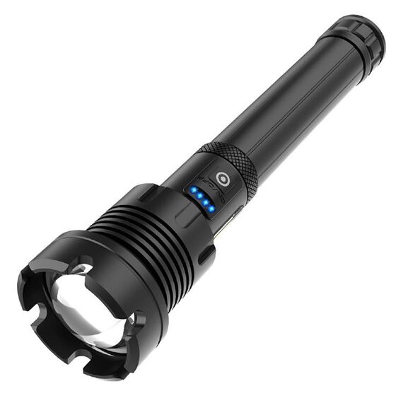 Torcia a LED P90 + COB impermeabile con ricarica micro USB lunga stile esterno, supporto display alimentazione e messa a fuoco telescopica e regolazione della luminosità a 7 livelli