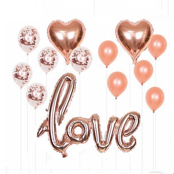 1 set LOVE Set di decorazioni per palloncini in foglio di alluminio Matrimonio Matrimonio Palloncini per layout della sede del matrimonio, Stile: LOVE + 2 a forma di cuore + 5 paillettes 5 in lattice