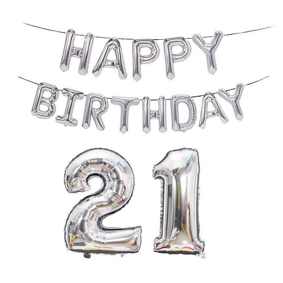 Decorazione di compleanno Decorazione in alluminio Palloncino in Pallone da 40 pollici Grande numero di alluminio Palloncino Balloon Set, Stile: 21 (Argento)